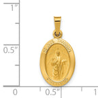 14K Polished and Satin St Jude Thaddeus Medal Hollow Pendant