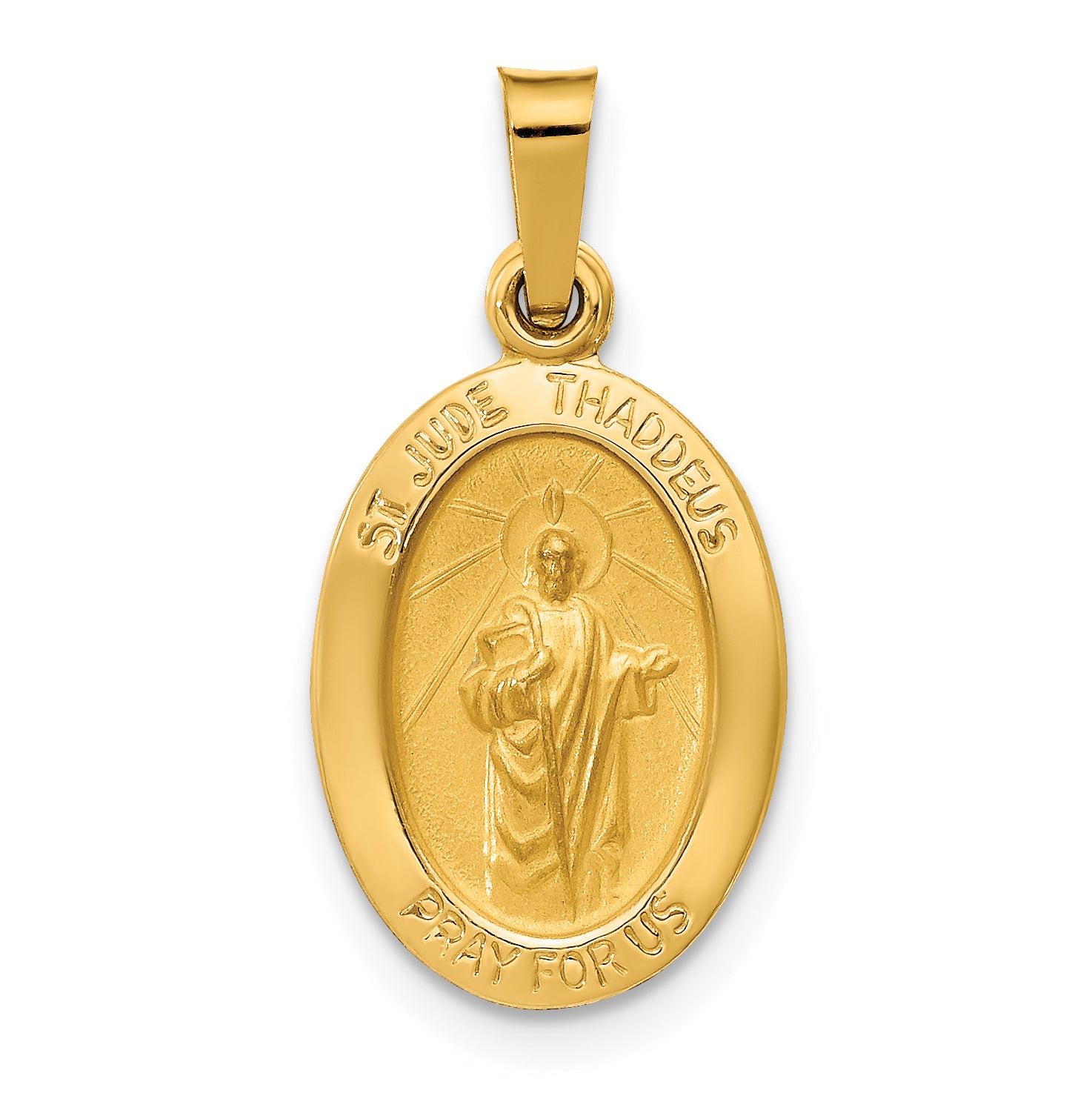 14k Polished and Satin St Jude Thaddeus Medal Hollow Pendant Main image