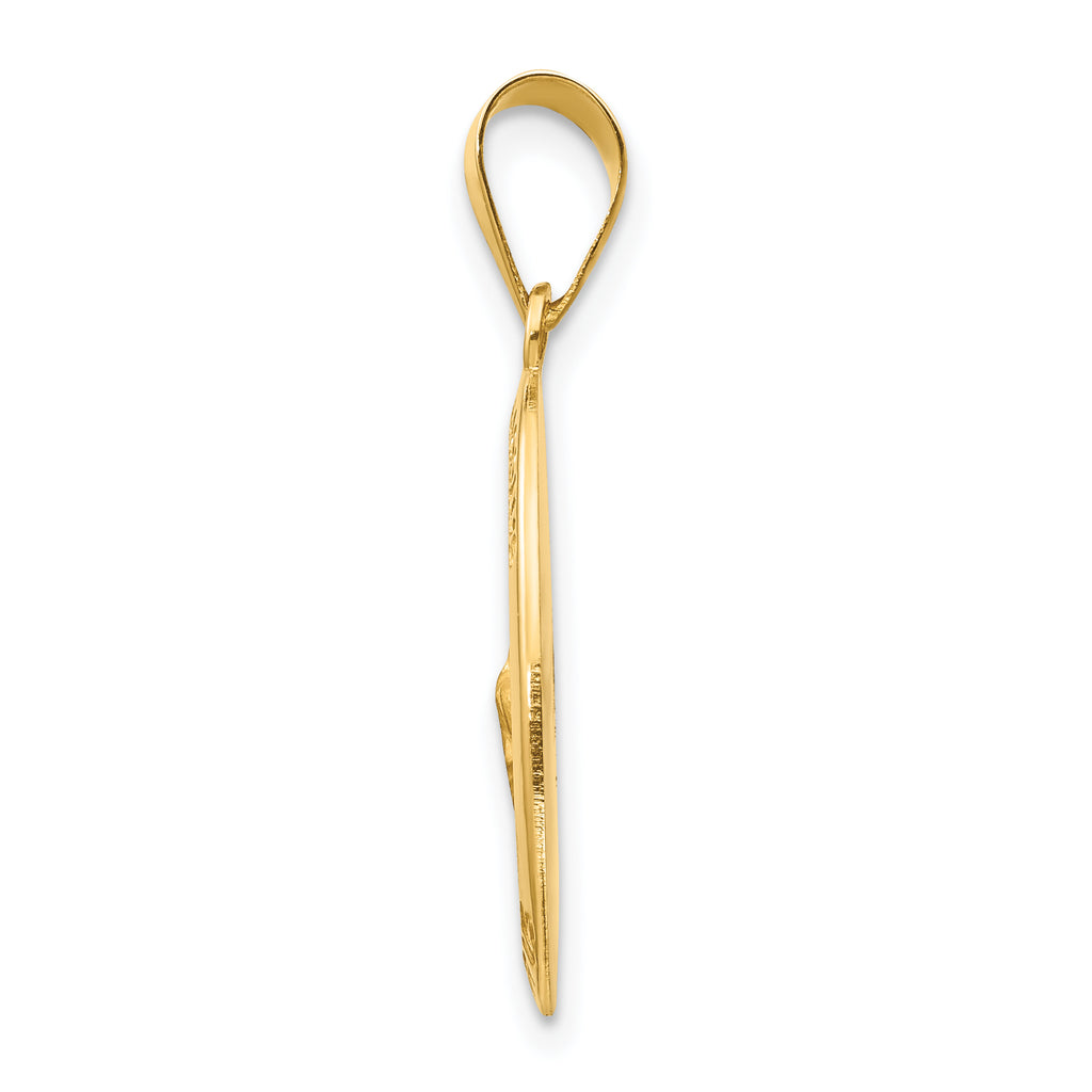 14K Polished and Satin St Jude Thaddeus Medal Hollow Pendant