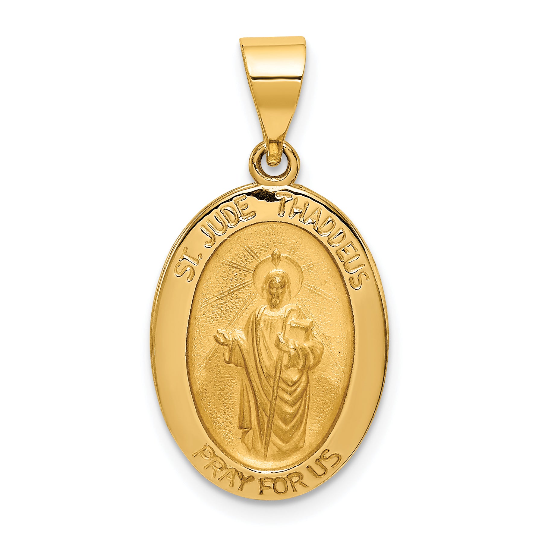 14k Polished and Satin St Jude Thaddeus Medal Hollow Pendant Main image