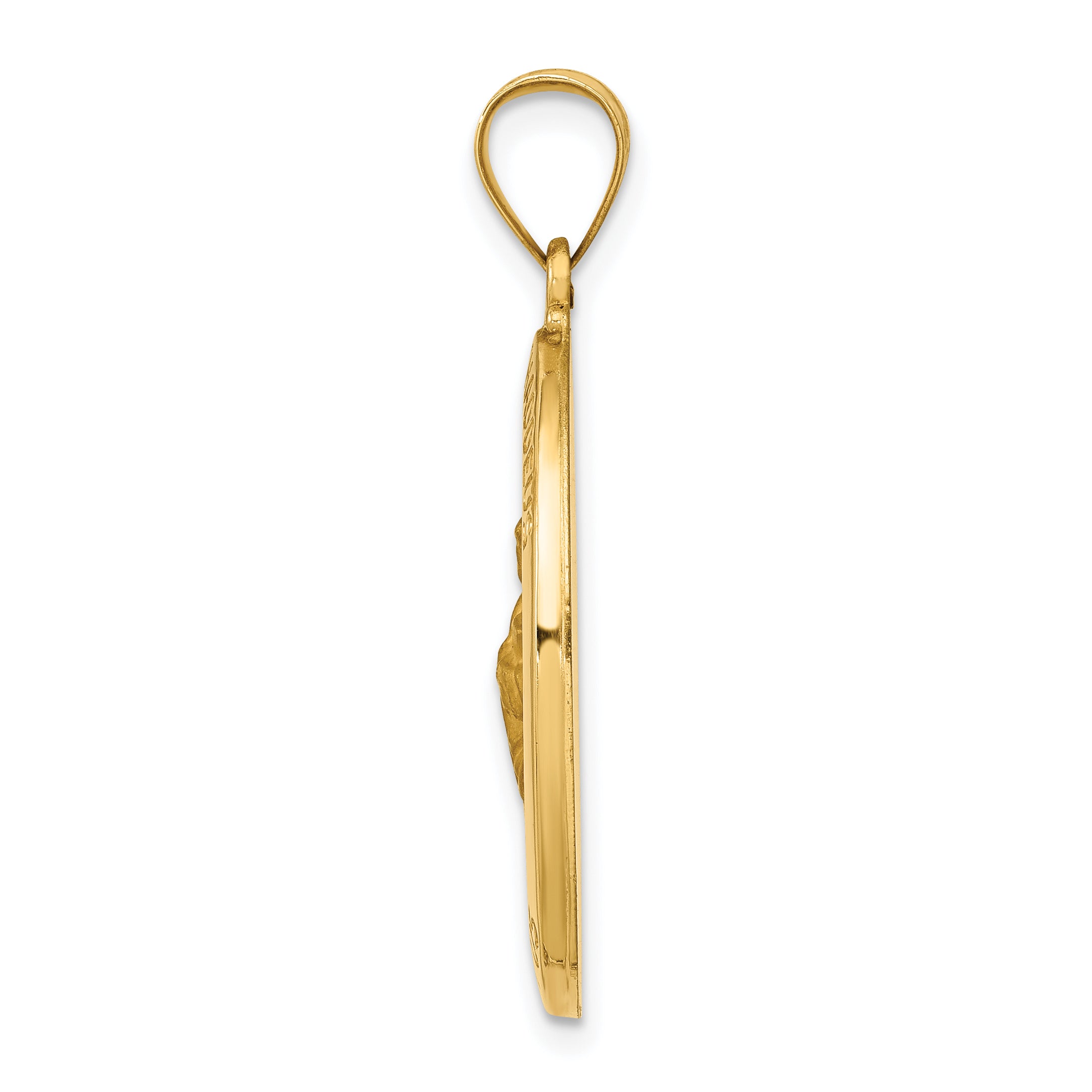 14K Polished and Satin St Jude Thaddeus Medal Hollow Pendant