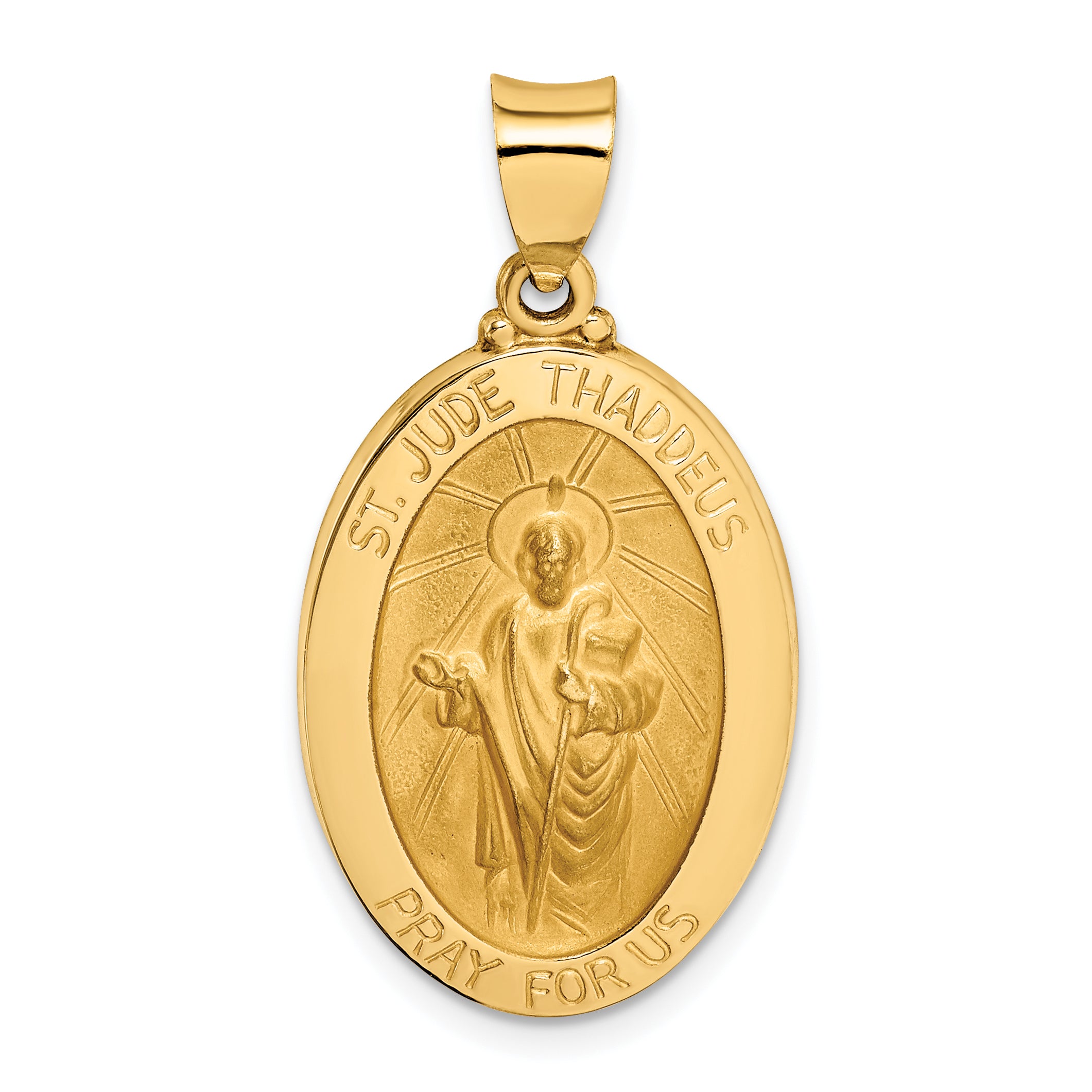 14k Polished and Satin St Jude Thaddeus Medal Hollow Pendant Main image