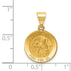 14K Polished and Satin St Matthew Medal Hollow Pendant