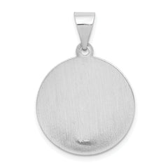 14K White Gold Polished and Satin St Matthew Hollow Pendant