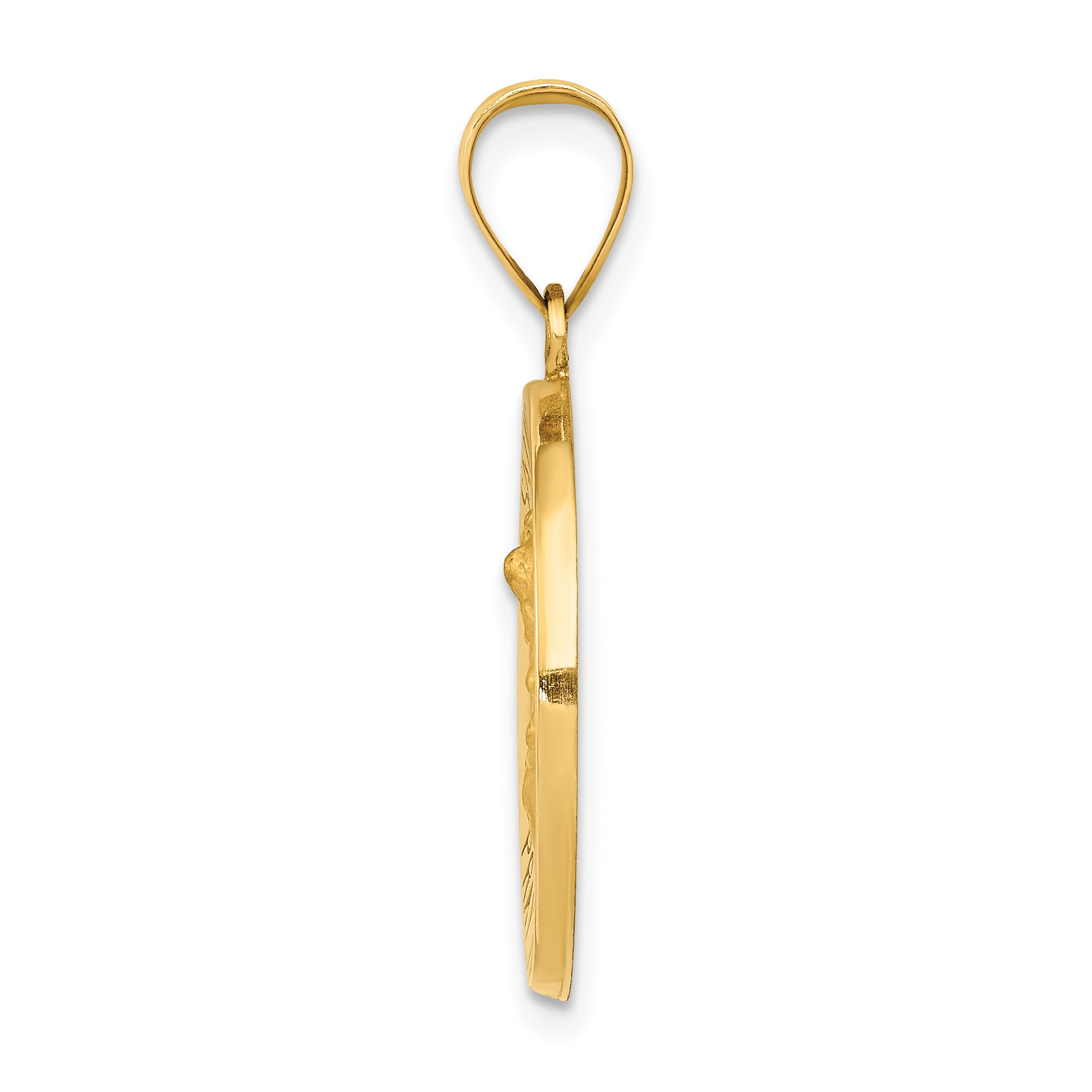 14K Polished and Satin St Michael Medal Hollow Pendant