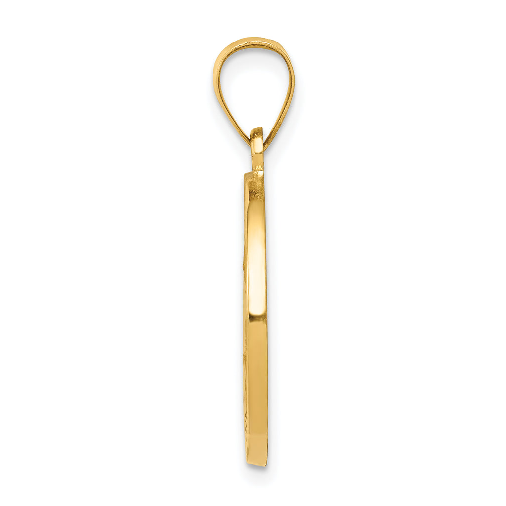 14K Polished and Satin St Nicholas Medal Hollow Pendant