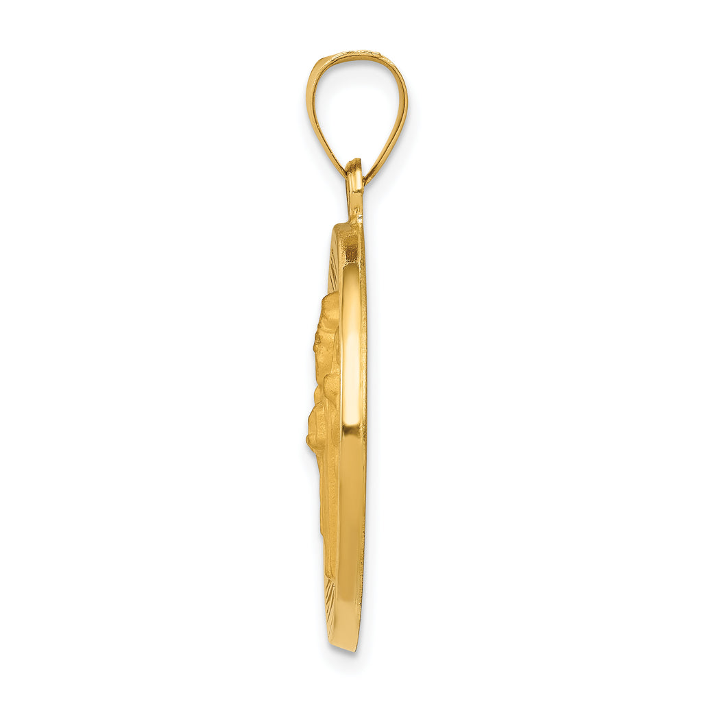 14K Polished and Satin St Patrick Medal Hollow Pendant