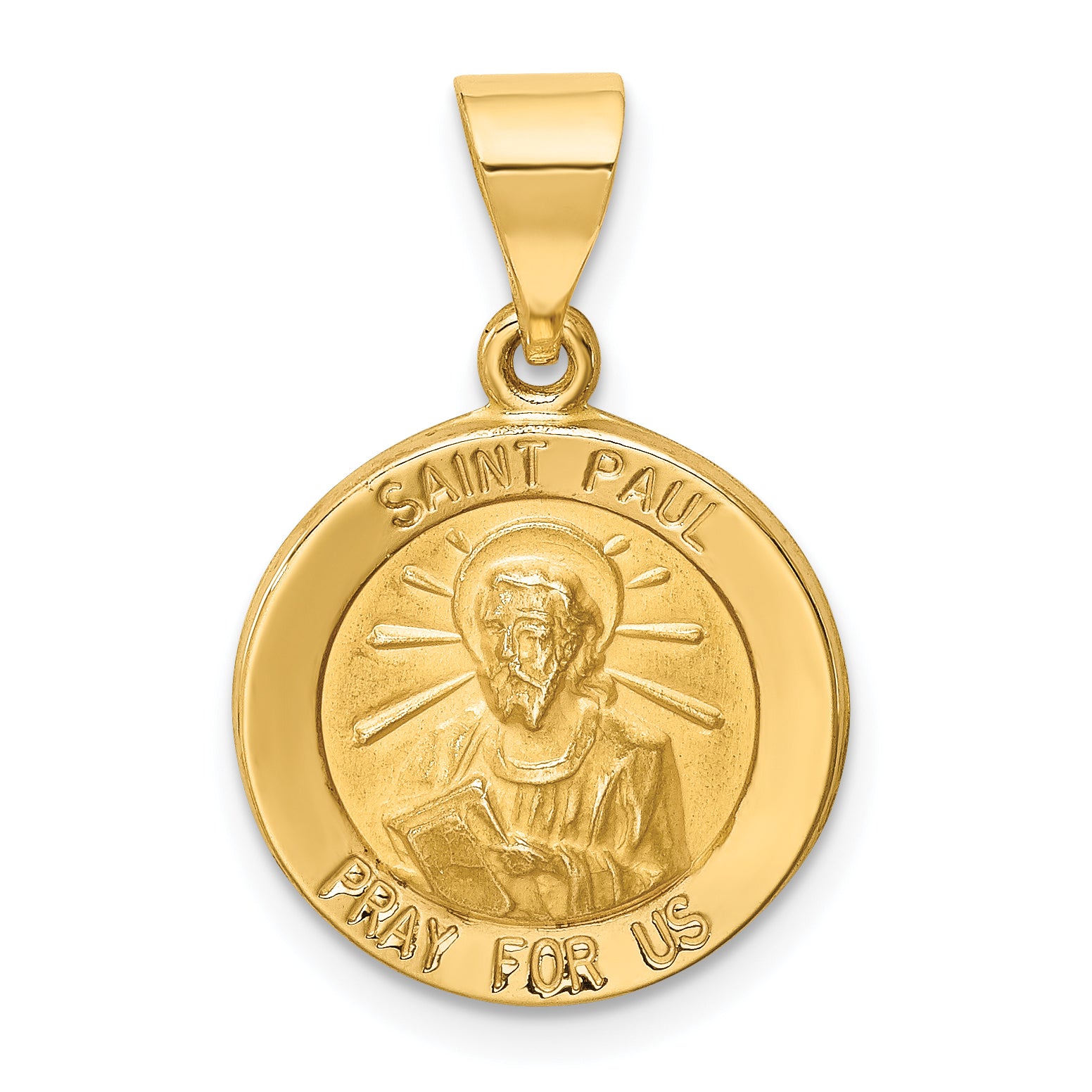 14k Polished and Satin St Paul Medal Hollow Pendant Main image