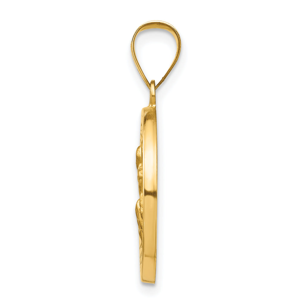 14K Polished and Satin St Peregrine Medal Hollow Pendant