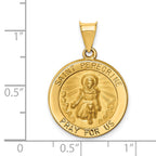 14K Polished and Satin St Peregrine Medal Hollow Pendant