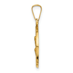 14K Polished and Satin St Peregrine Medal Hollow Pendant