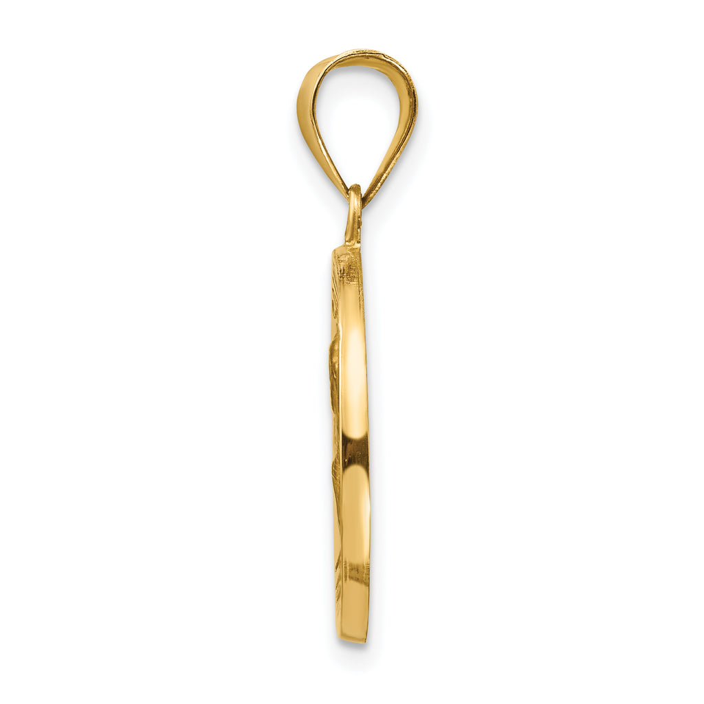 14K Polished and Satin St Peter Medal Hollow Pendant