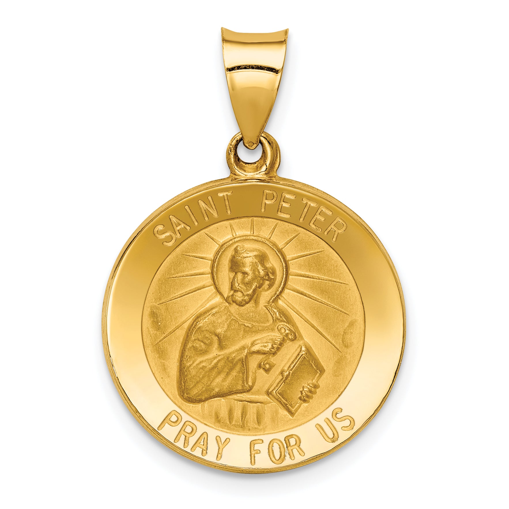 14k Polished and Satin St Peter Medal Hollow Pendant Main image