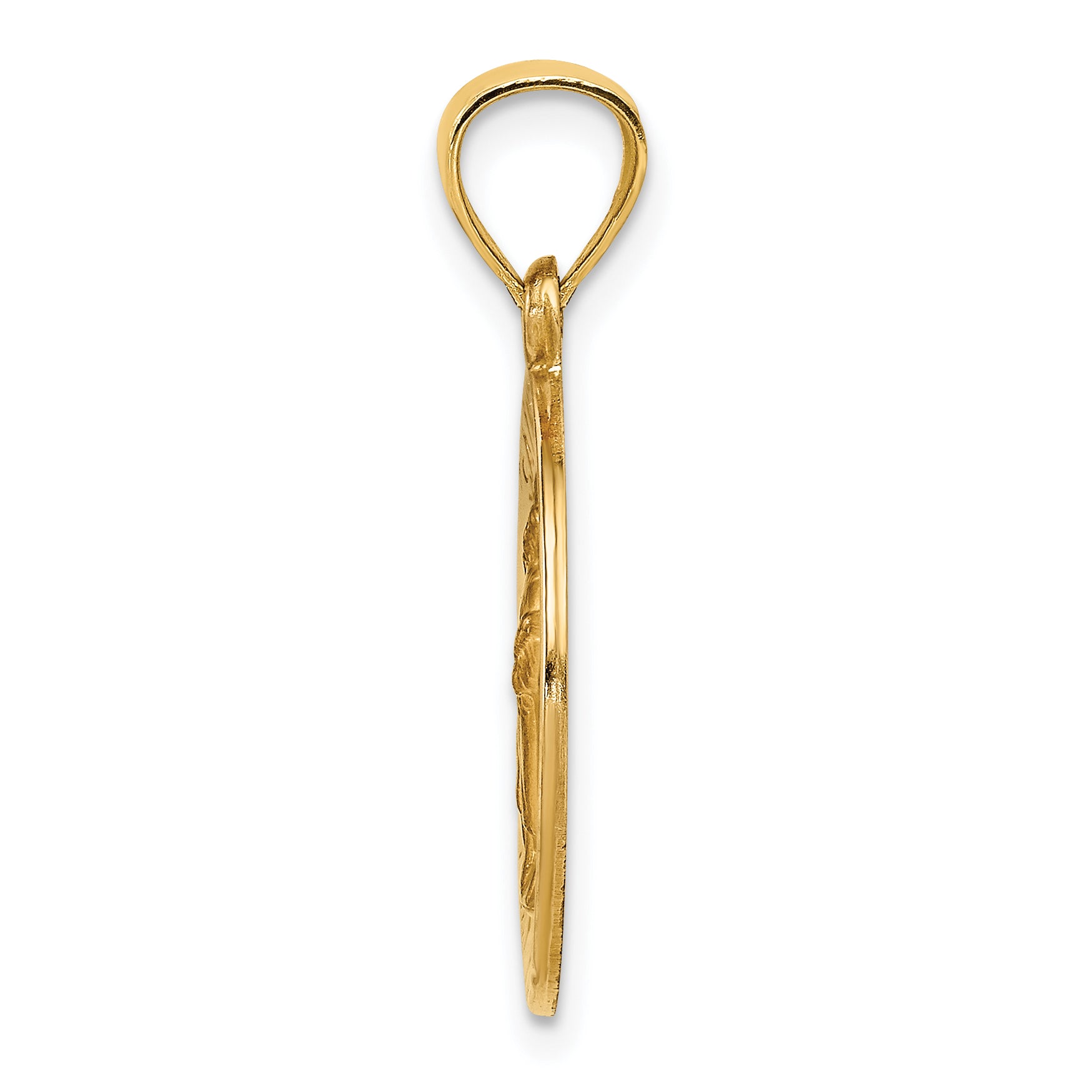 14K Polished and Satin St Raphael Medal Hollow Pendant