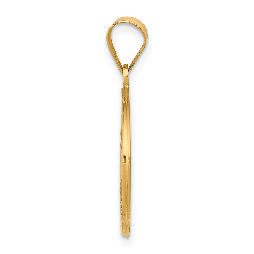14K Polished and Satin St Theresa Medal Hollow Pendant