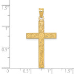 14K Etched Floral Cross Pendant