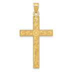 14k Etched Floral Cross Pendant