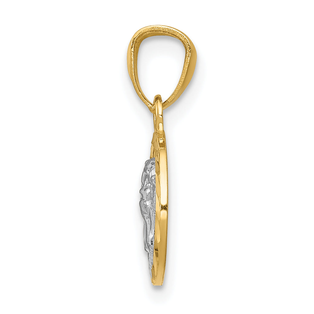 14K With Rhodium Cherub Pendant