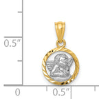 14K With Rhodium Cherub Pendant
