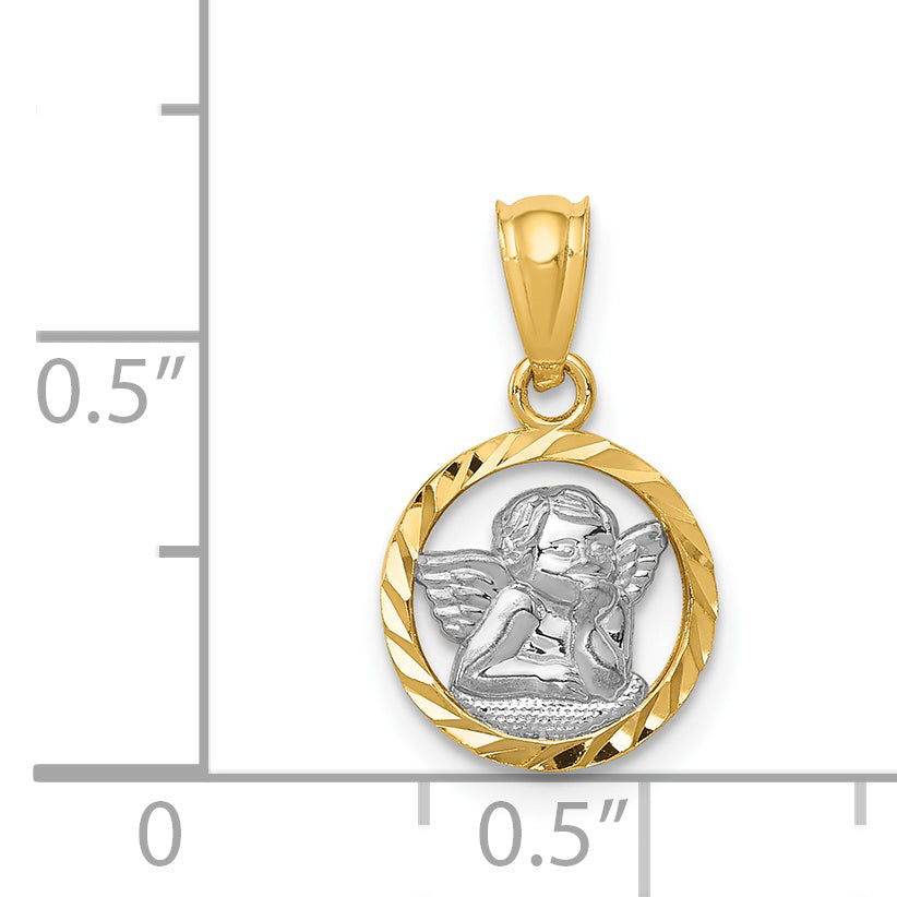 14K With Rhodium Cherub Pendant