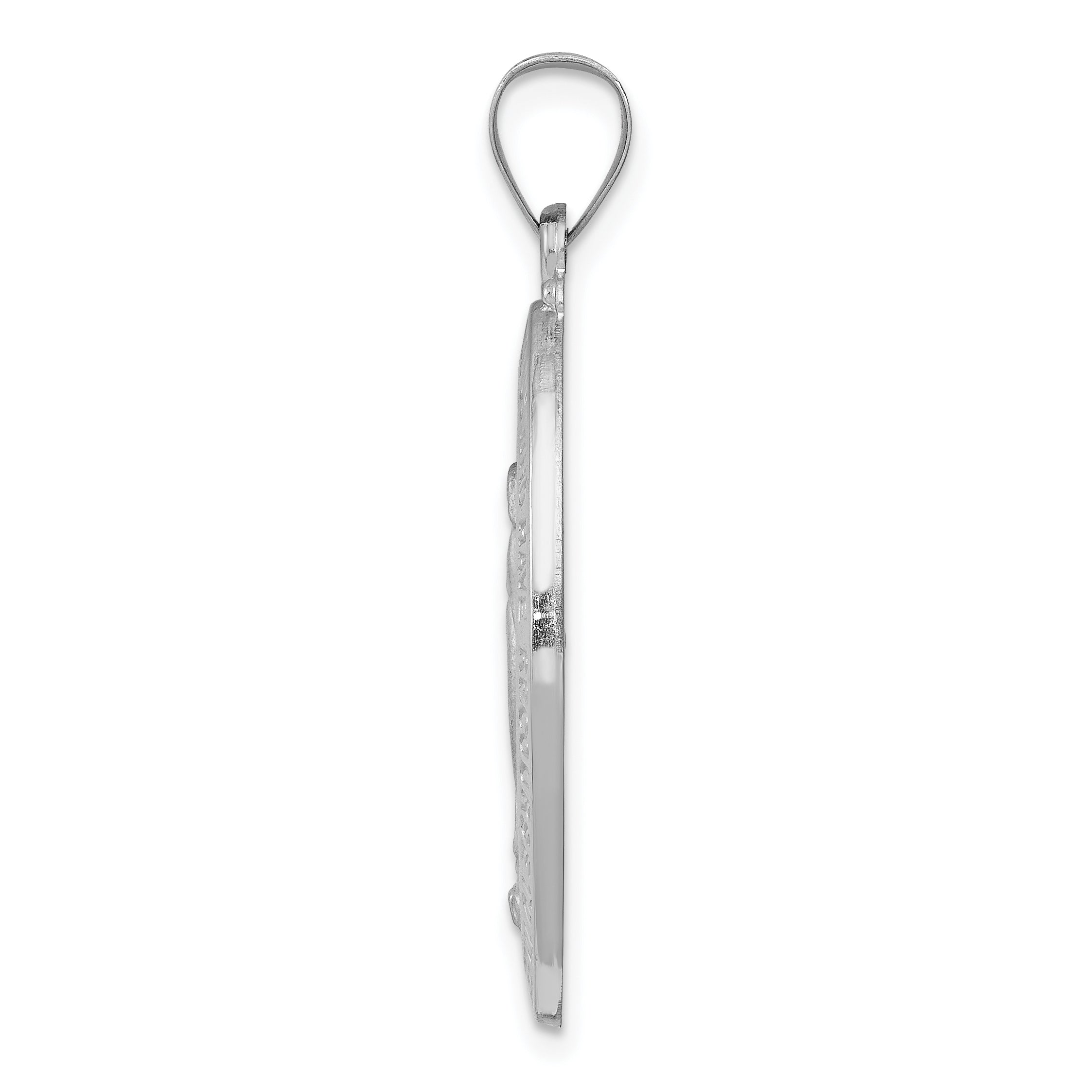 14K White Gold Polished/Satin Miraculous Medal Hollow Pendant Secondary image
