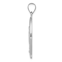 14K White Gold Polished/Satin Miraculous Medal Hollow Pendant