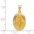 14K Hollow Polished And Satin Miraculous Medal Pendant