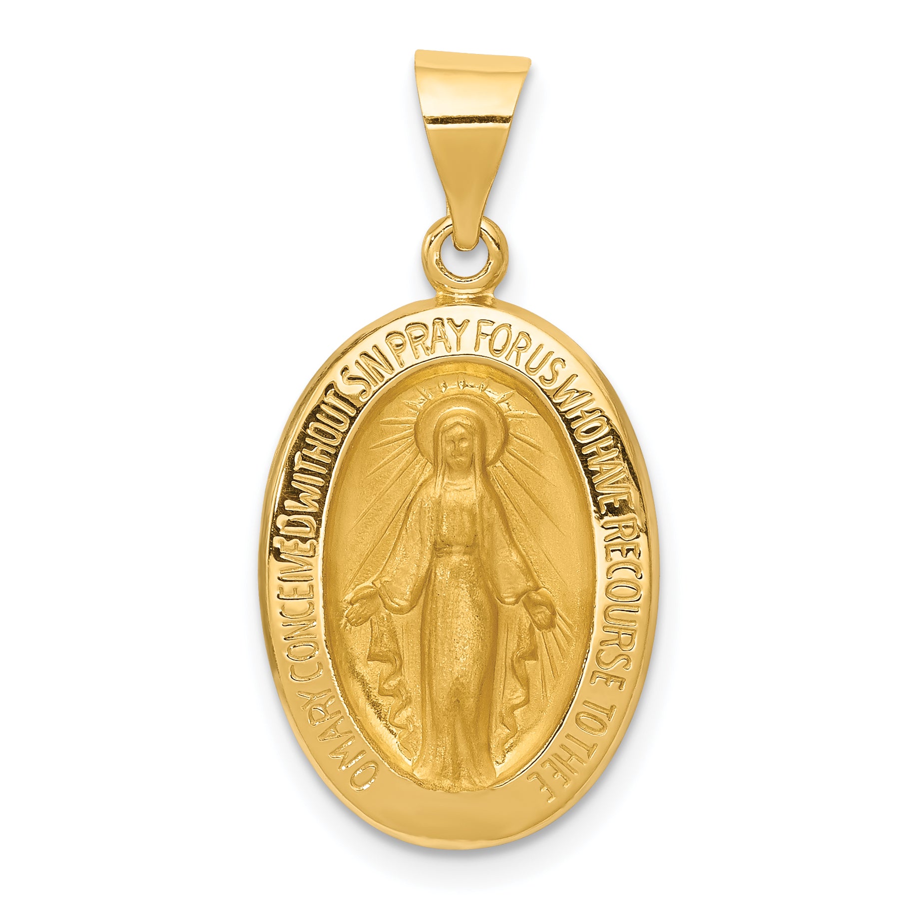 14k Hollow Polished And Satin Miraculous Medal Pendant Main image