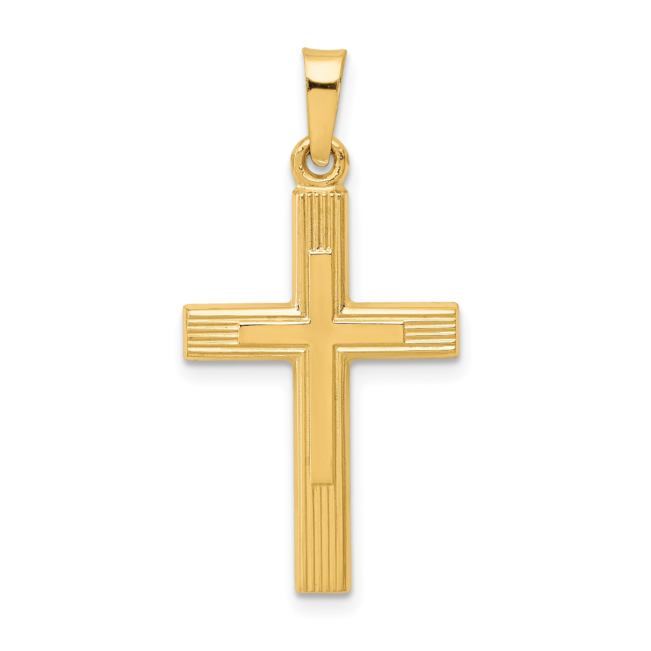 14k Brushed and Polished Latin Cross Pendant Main image