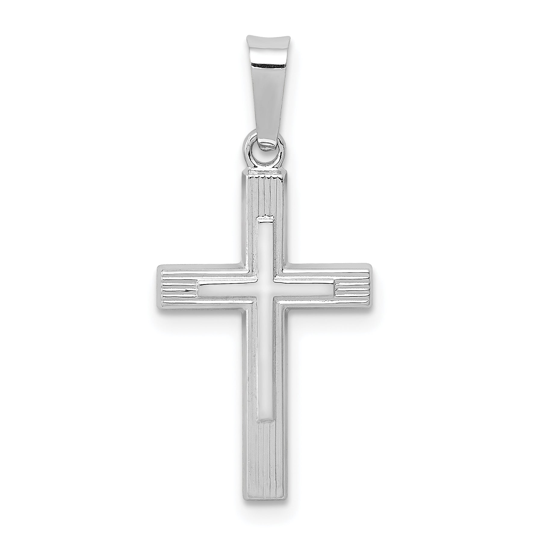 14K White Gold Polished Latin Cross Pendant Main image