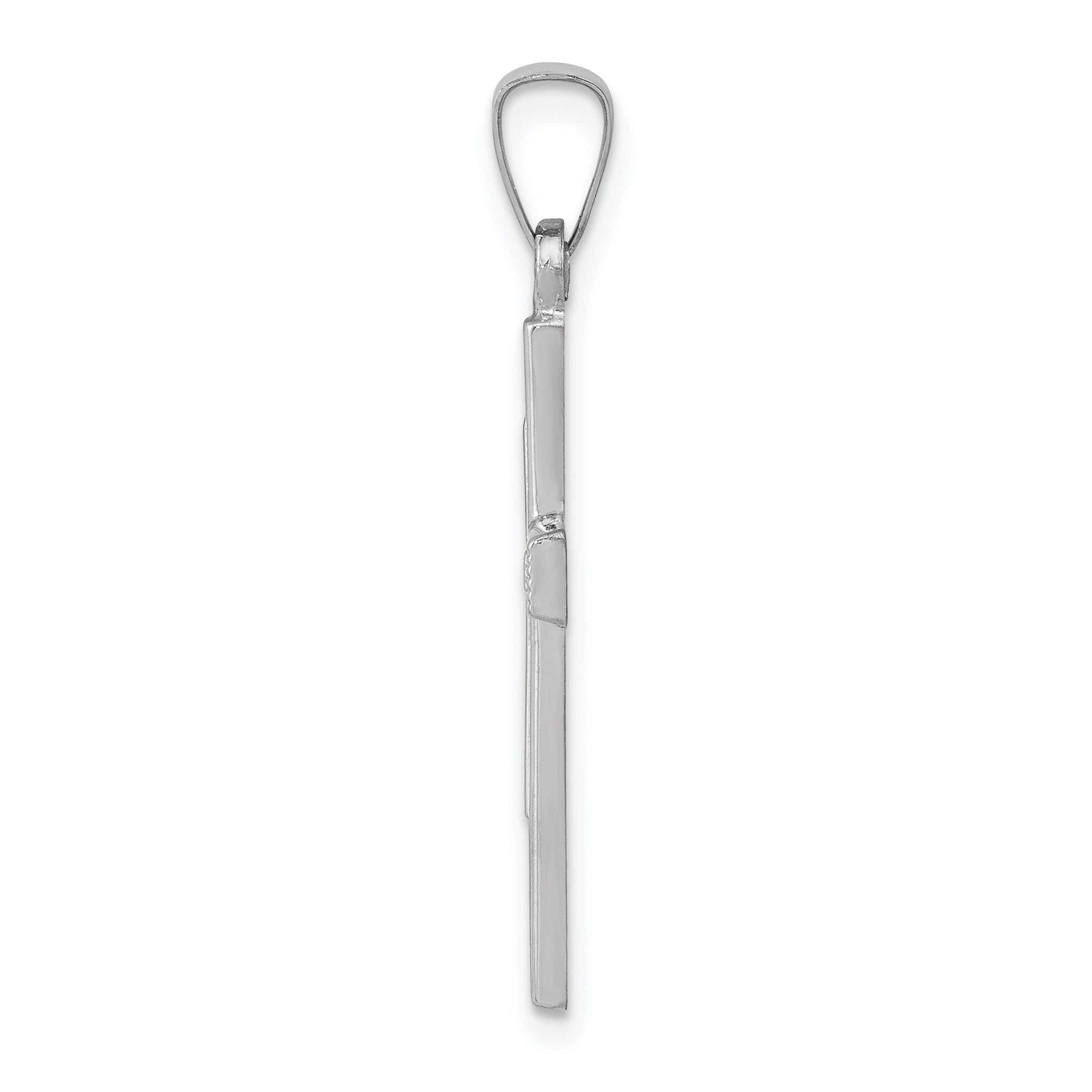 14K White Gold Brushed and Polished Latin Cross Pendant Secondary image