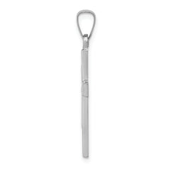 14K White Gold Brushed and Polished Latin Cross Pendant