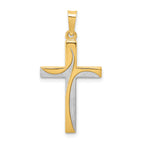 14K Rhodium Satin and Polished Latin Cross Pendant