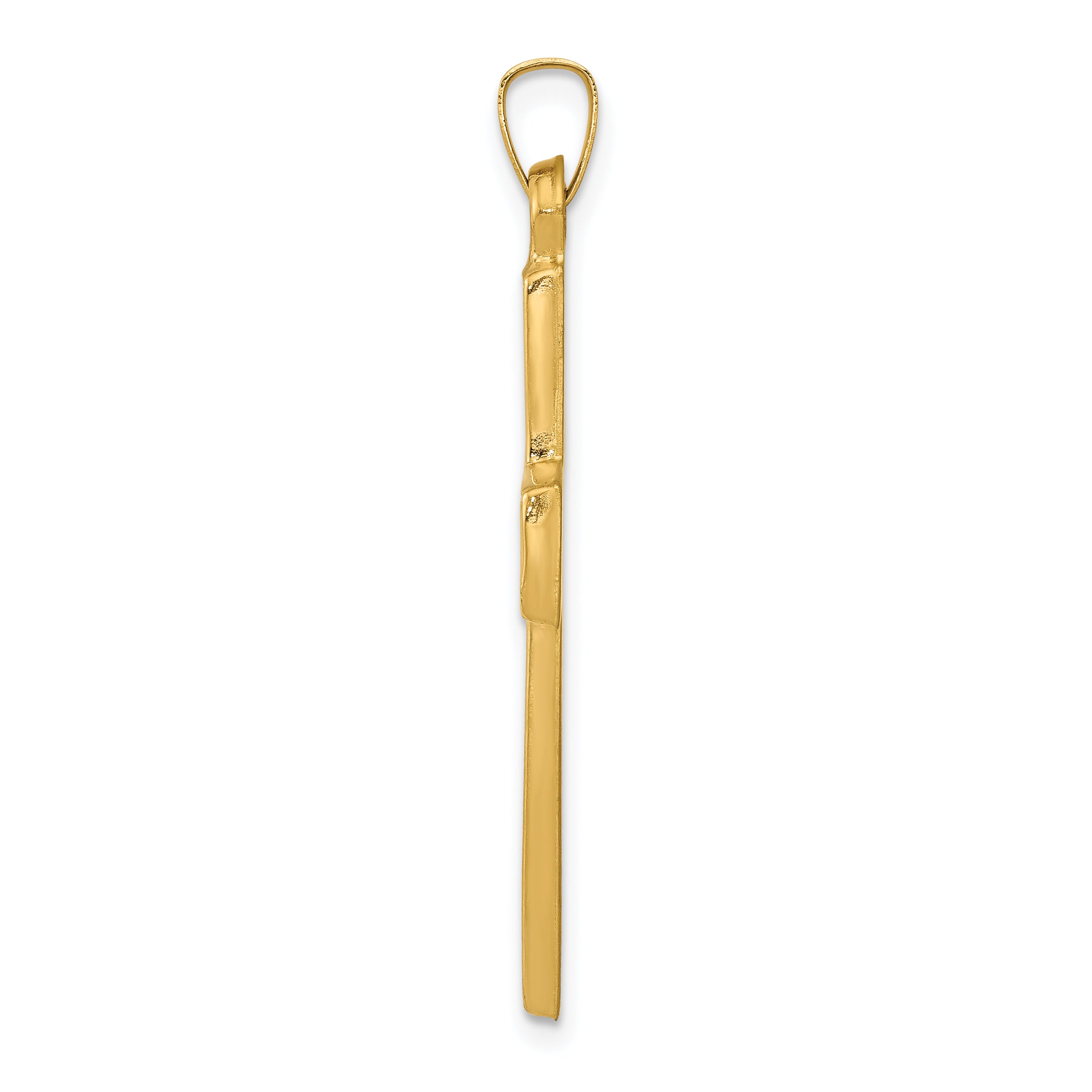 14K Polished Filigree Cross Pendant