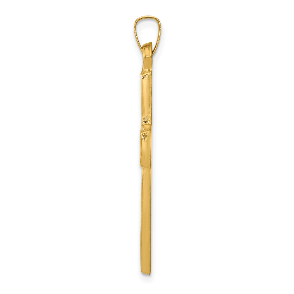 14K Polished Filigree Cross Pendant