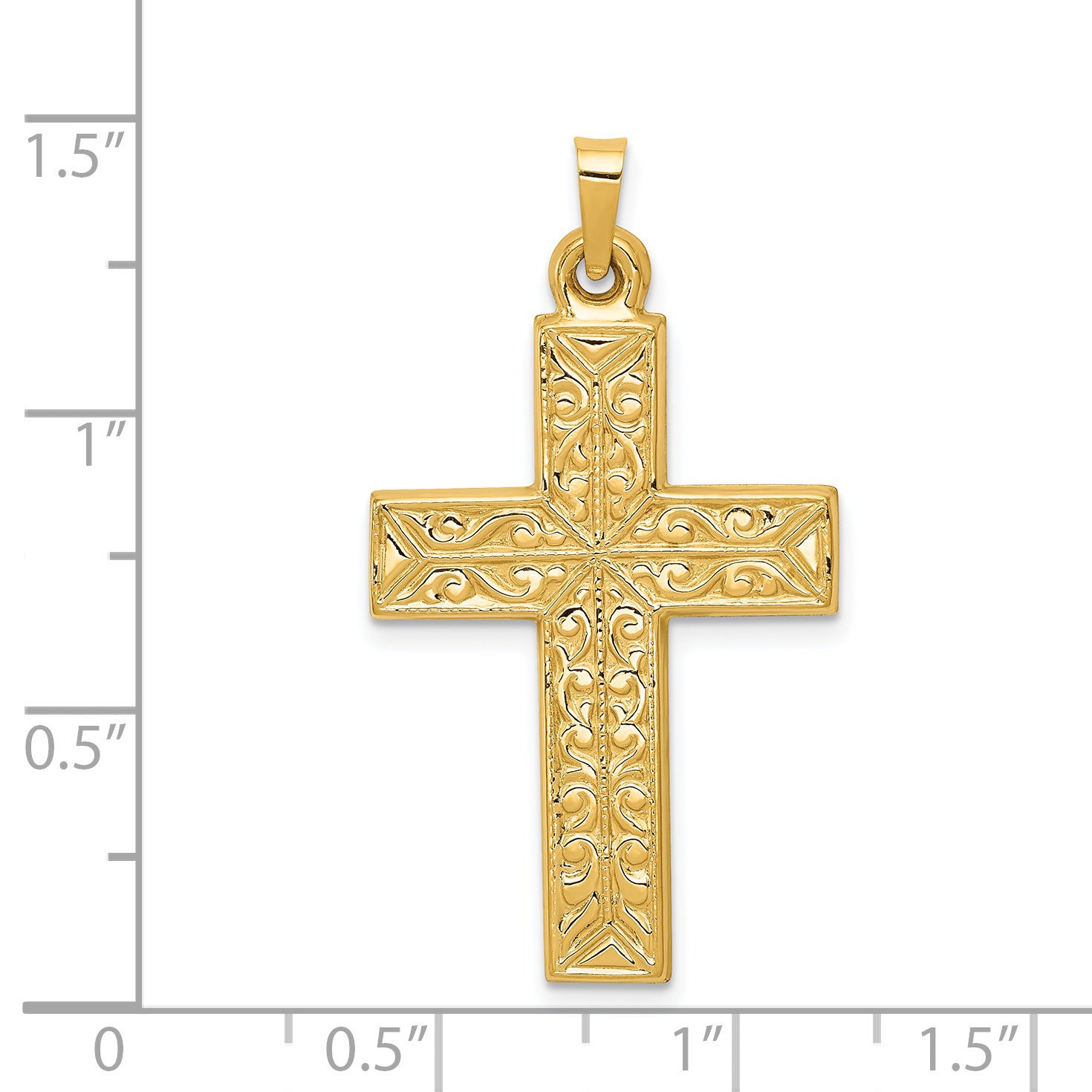 14K Polished Filigree Cross Pendant