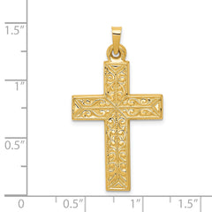 14K Polished Filigree Cross Pendant