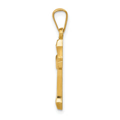 14K Textured and Polished Latin Cross Pendant