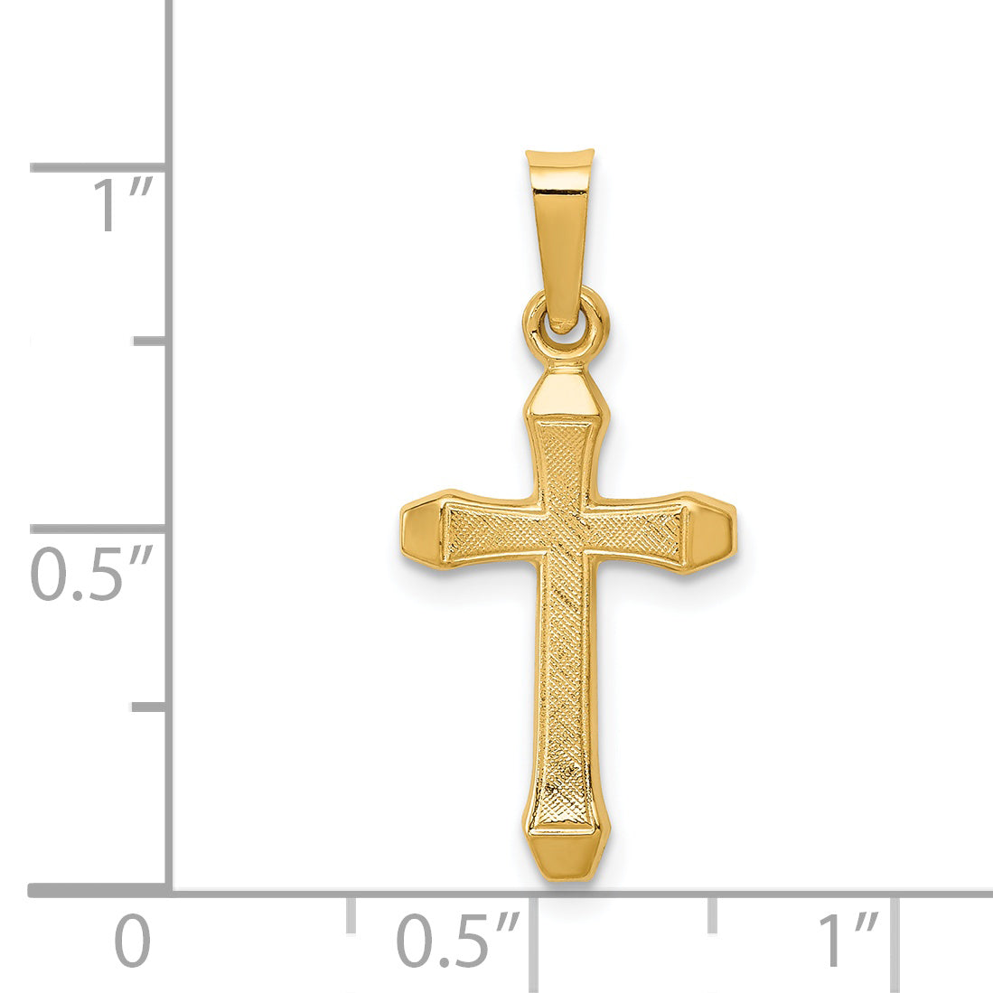 14K Textured and Polished Latin Cross Pendant
