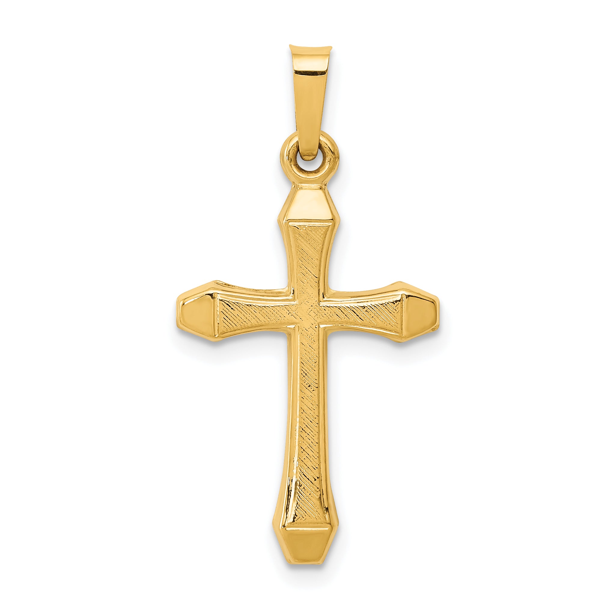 14k Textured and Polished Latin Cross Pendant Main image