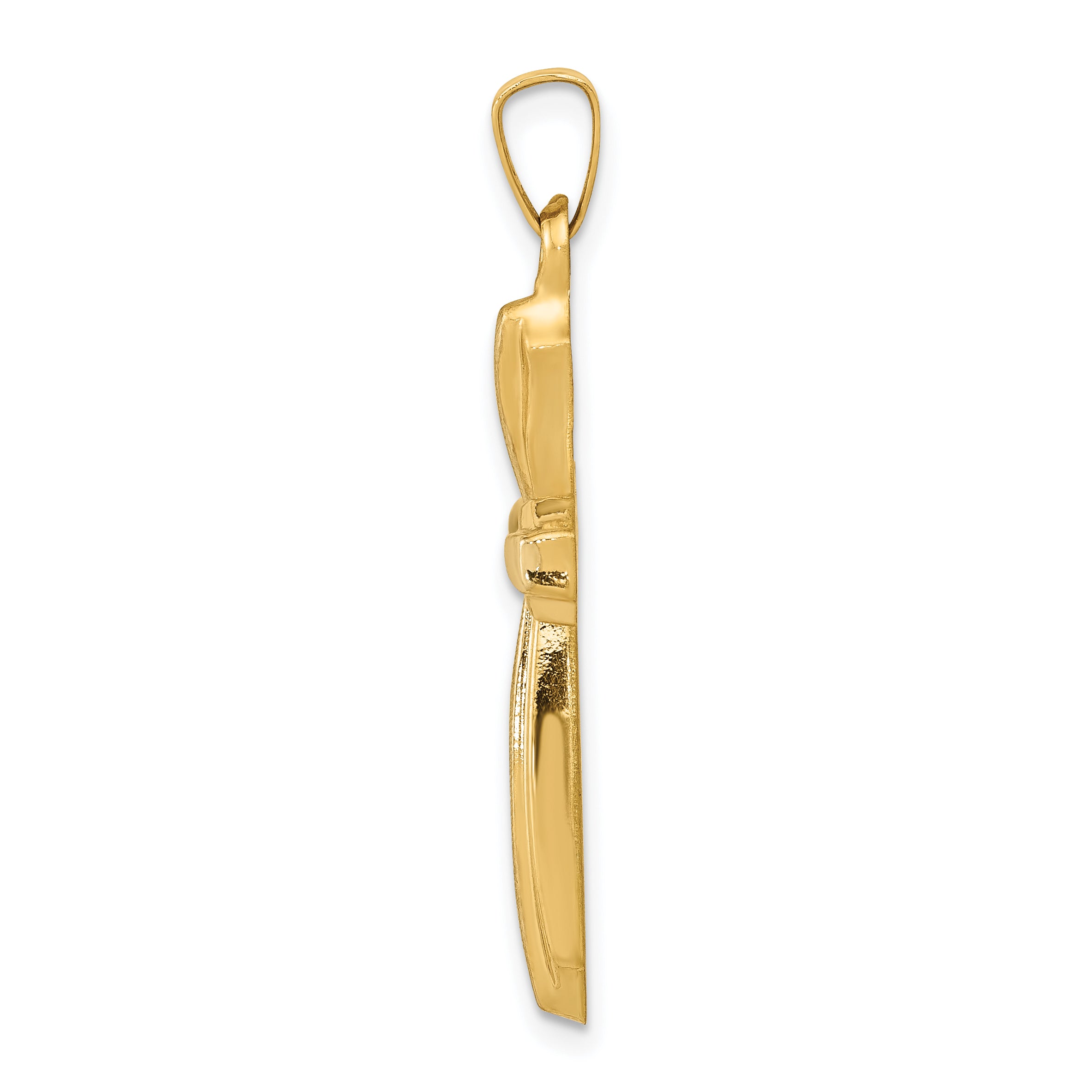14K with Rhodium Textured and Polished Passion Cross Pendant Secondary image