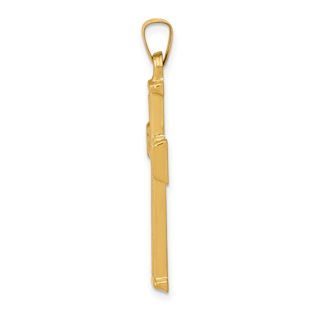 14K Brushed and Polished Latin Cross Pendant