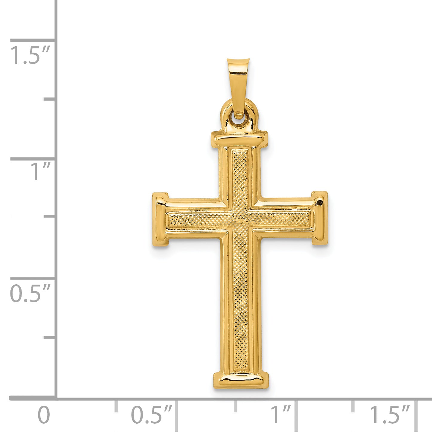 14K Brushed and Polished Latin Cross Pendant
