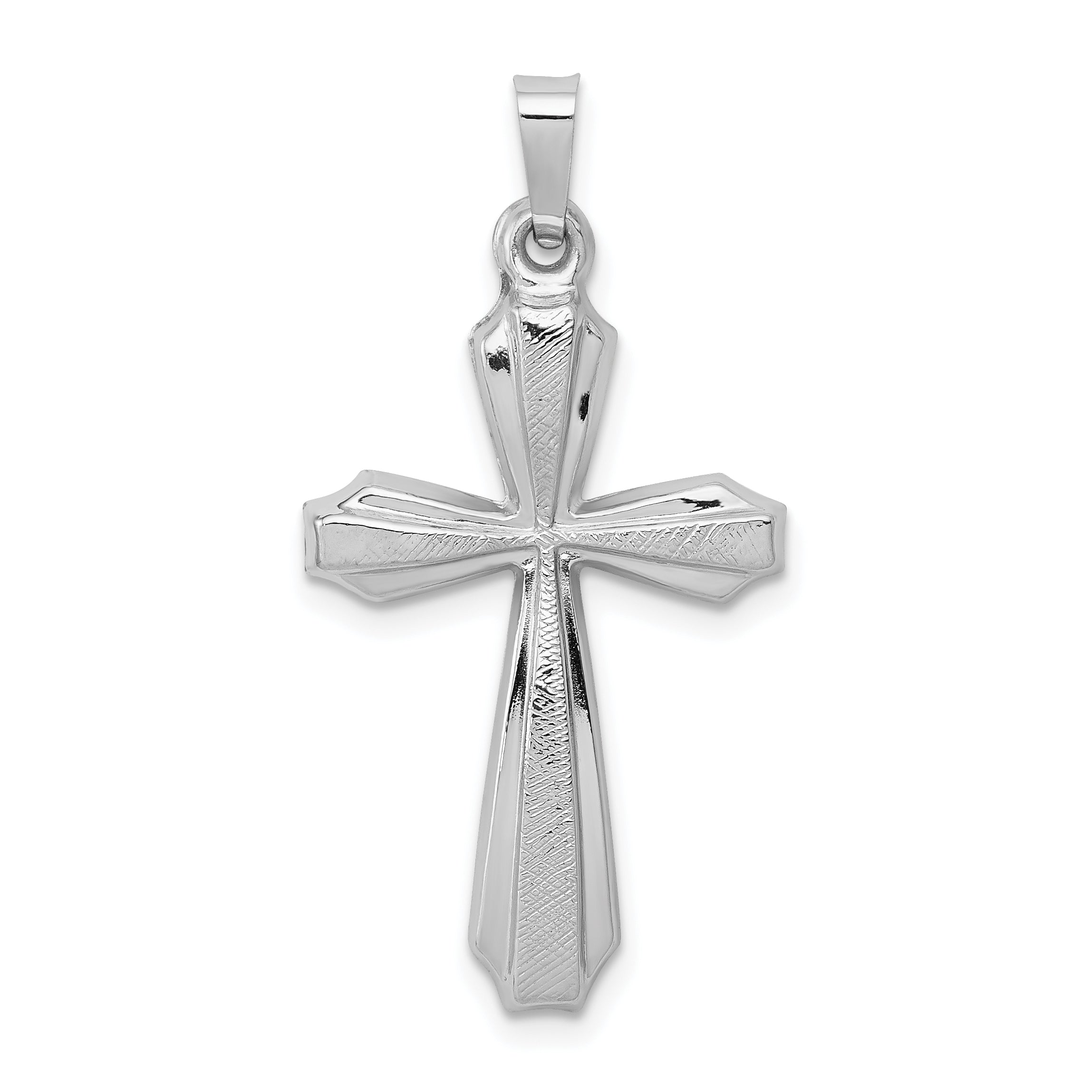 14K White Gold Textured and Polished Passion Cross Pendant Main image