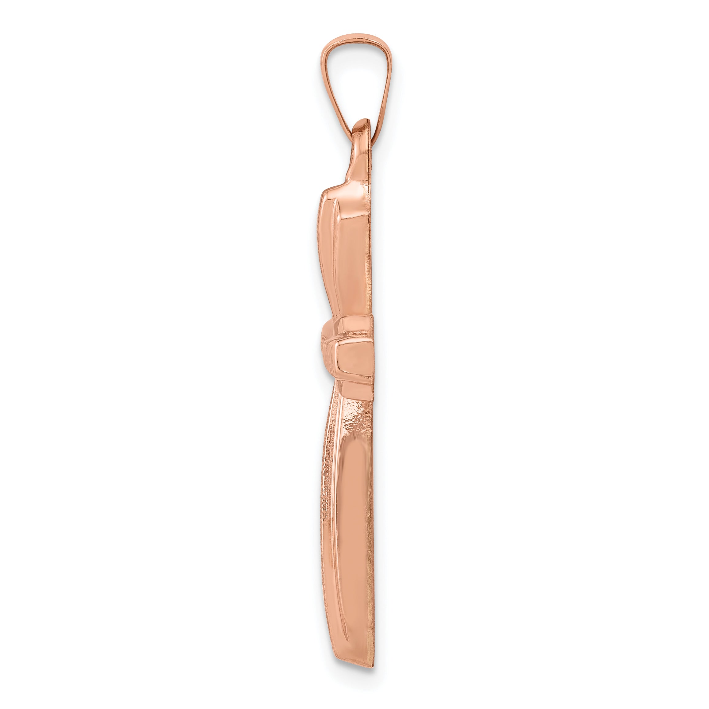 14K Rose Gold Textured, Brushed and Polished Passion Cross Pendant Secondary image