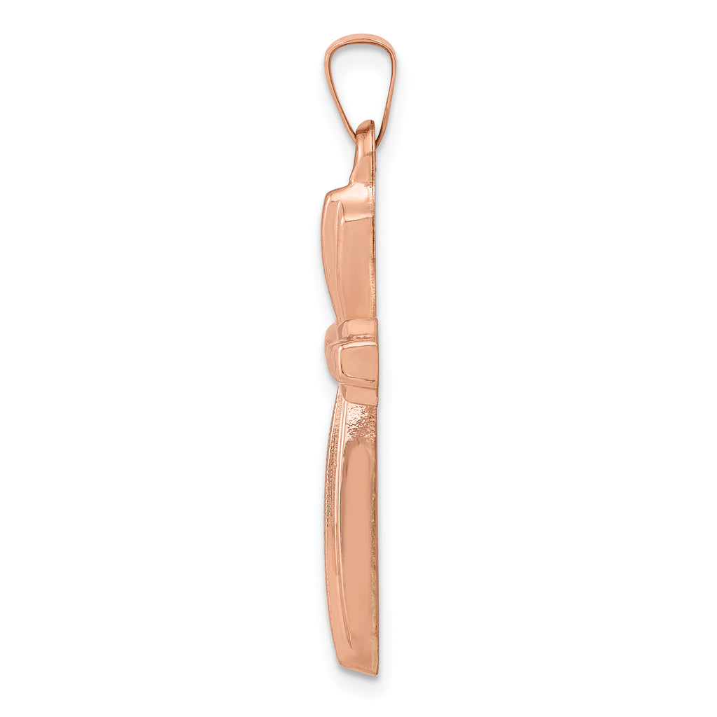 14K Rose Gold Textured, Brushed and Polished Passion Cross Pendant