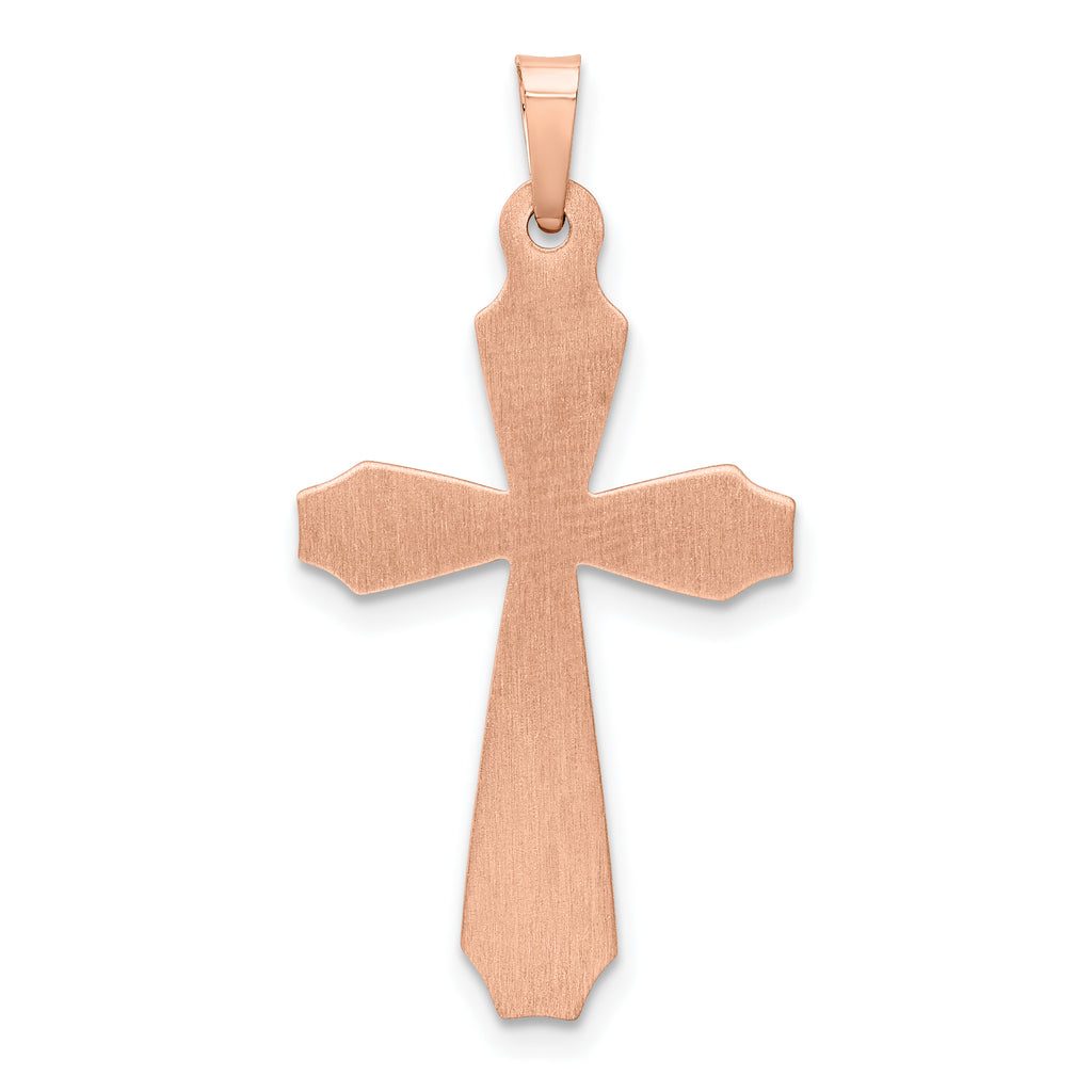 14K Rose Gold Textured, Brushed and Polished Passion Cross Pendant