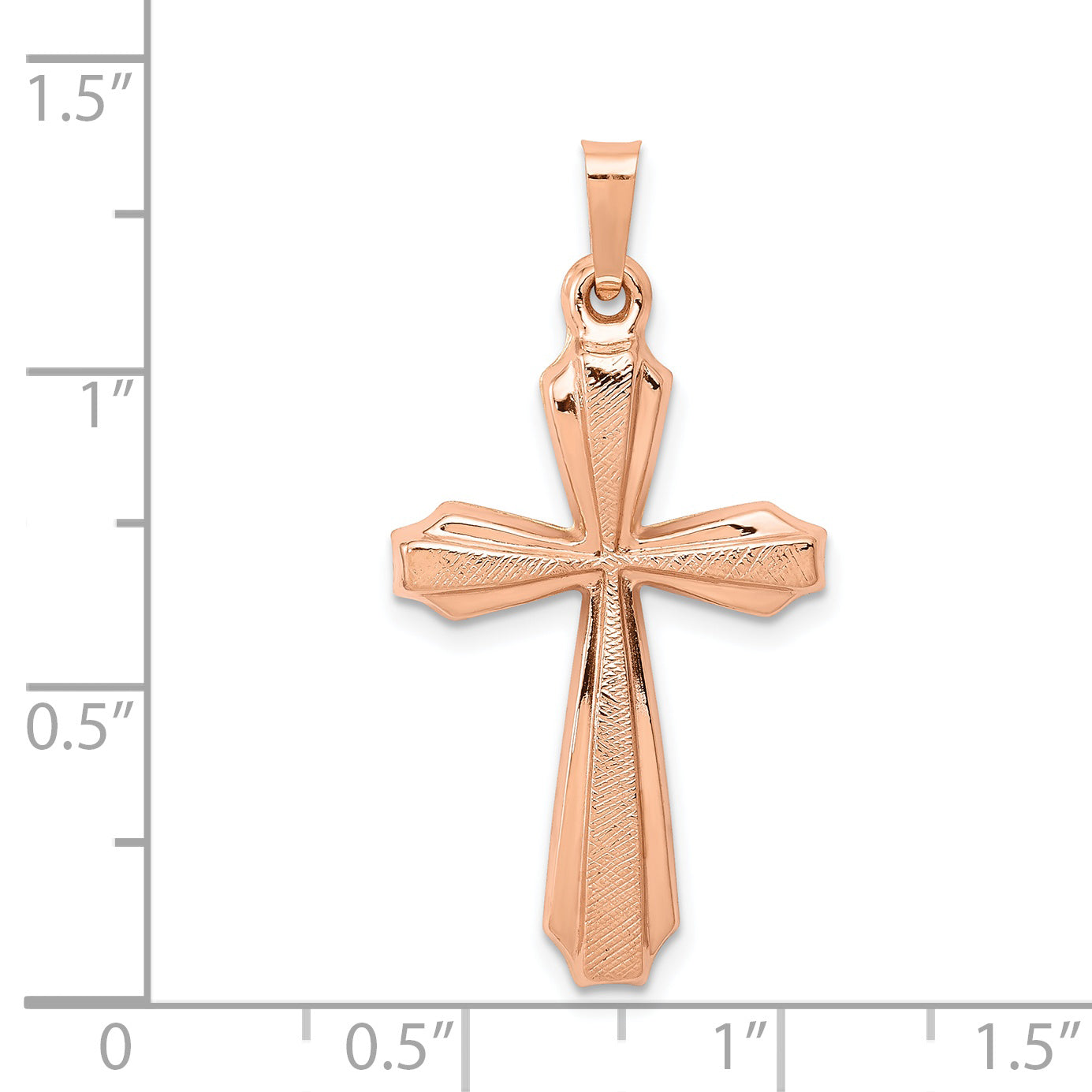 14K Rose Gold Textured, Brushed and Polished Passion Cross Pendant