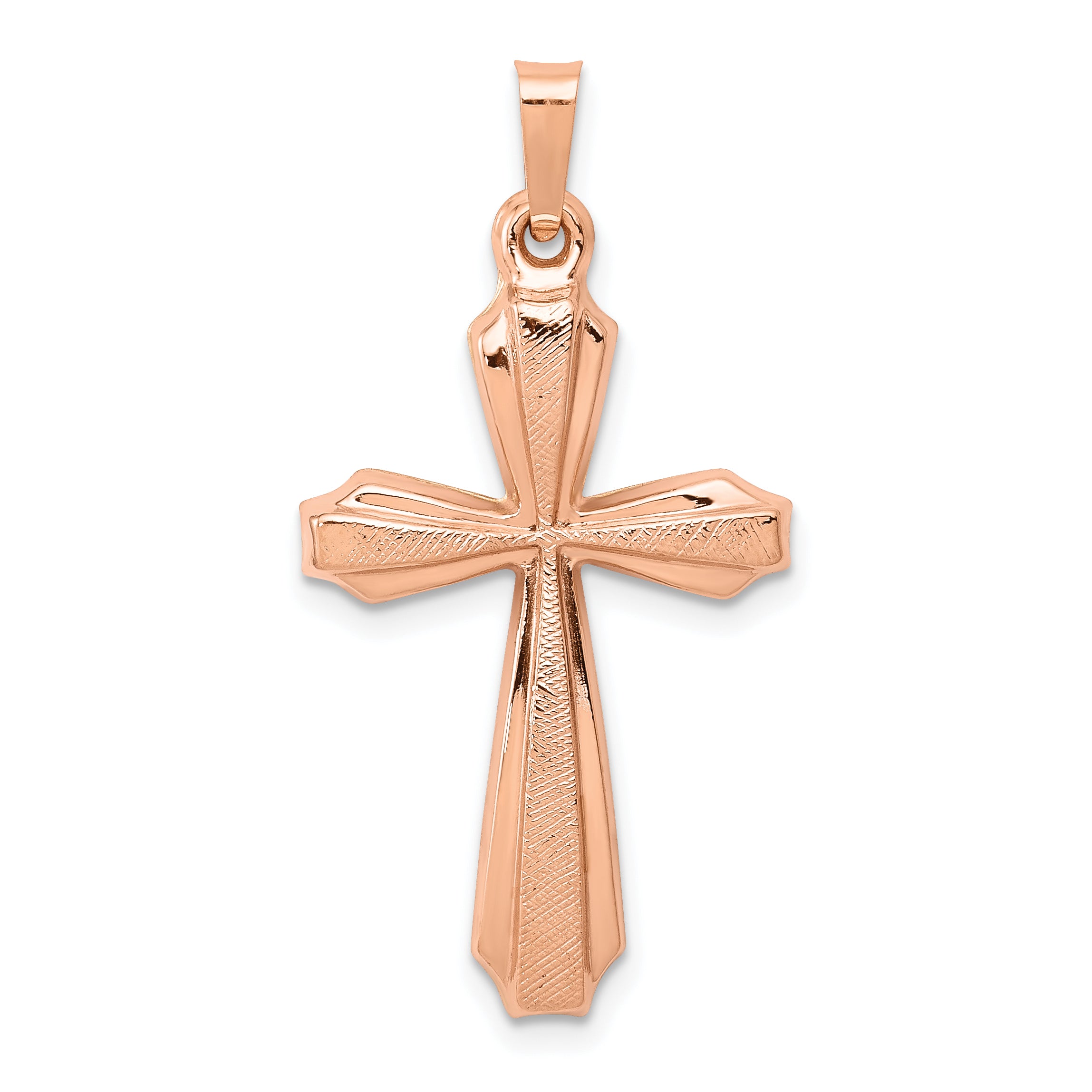 14K Rose Gold Textured And Polished Passion Cross Pendant Main image