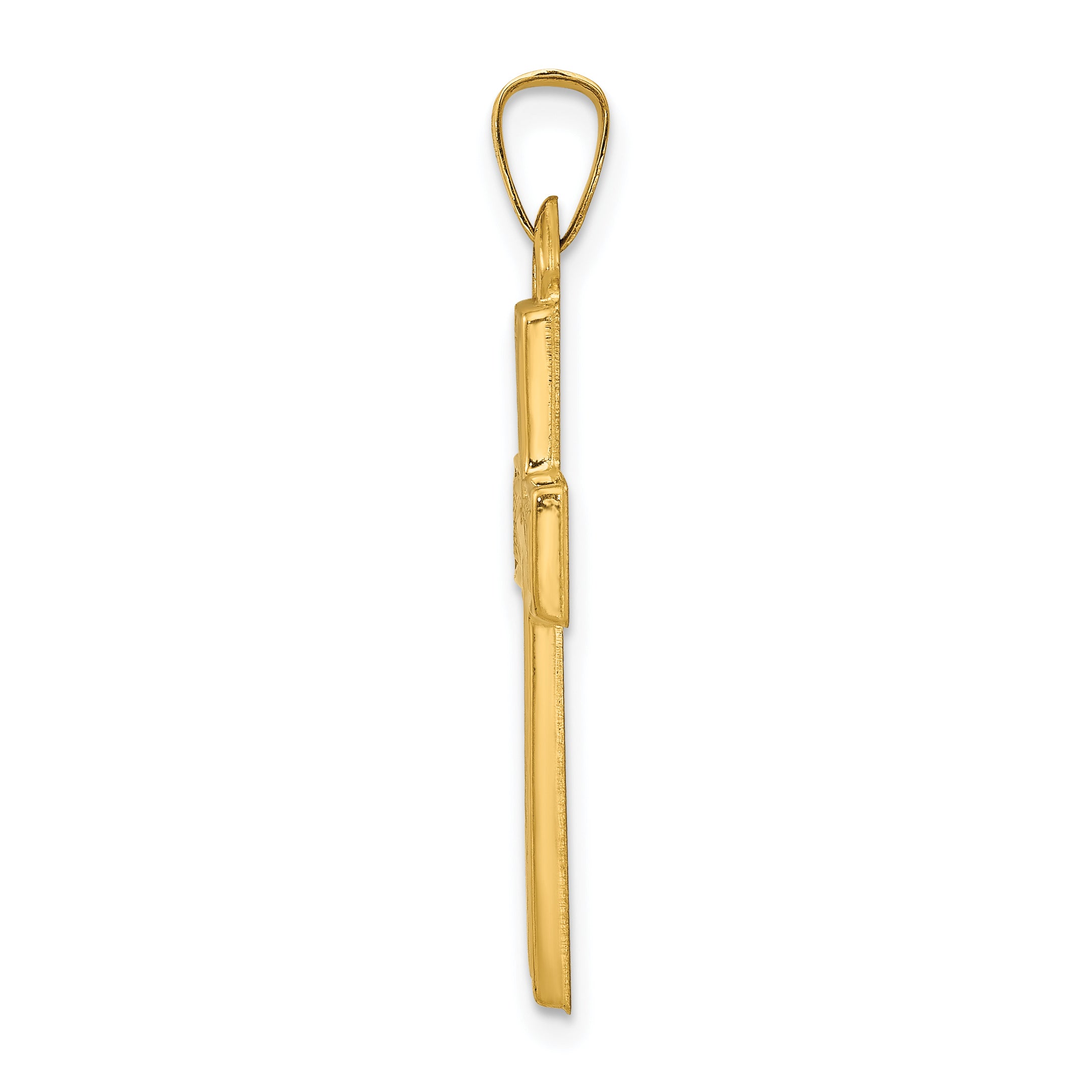 14K Brushed and Polished Latin Cross Pendant